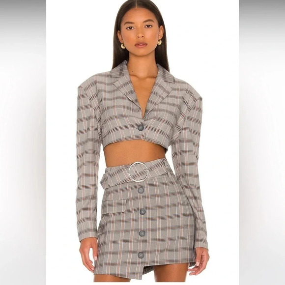 NWT For Love & Lemons Kym Crop Blazer in Grey M - Picture 4 of 6